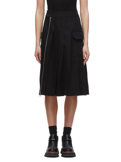 Pleated Zip Utility Skirt Black Multi