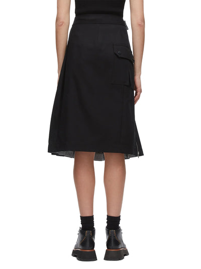Pleated Zip Utility Skirt Black Multi