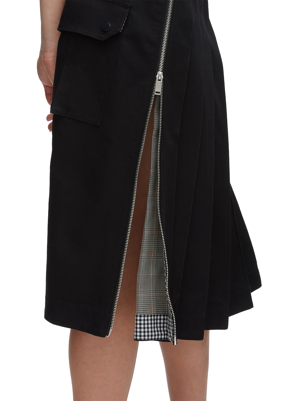 Pleated Zip Utility Skirt Black Multi