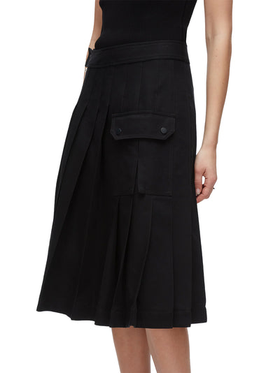 Pleated Zip Utility Skirt Black Multi