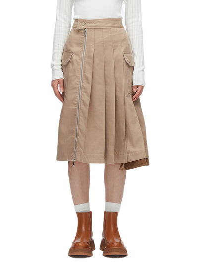 Pleated Zip Utility Skirt Praline Multi