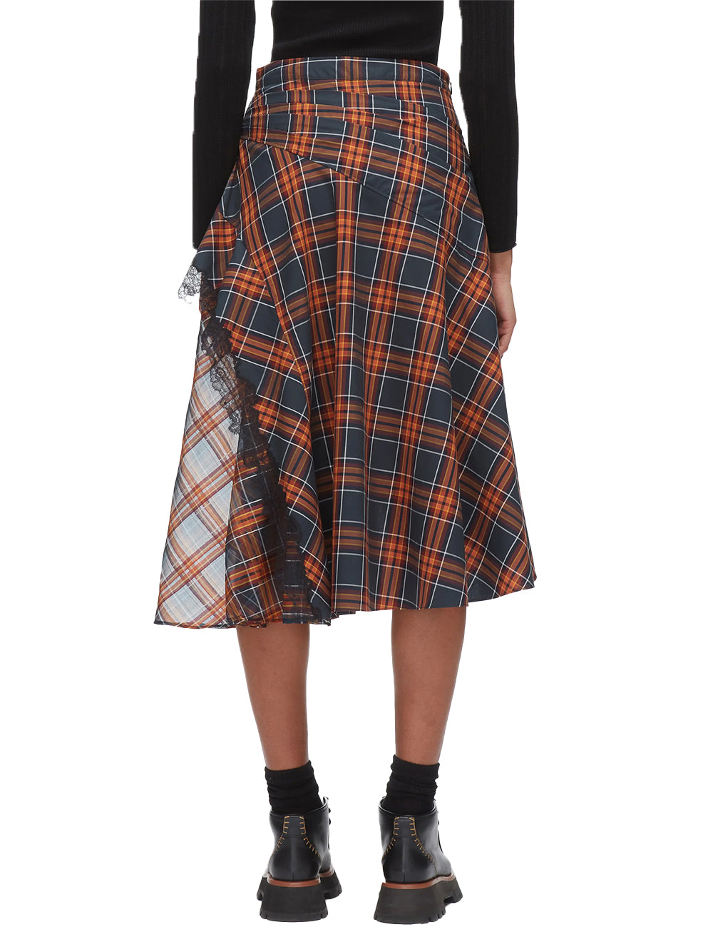 Plaid Mix Draped Midi Skirt Dusk Multi