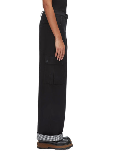 Carpenter Cargo Pants With Plaid Cuffs Black Multi
