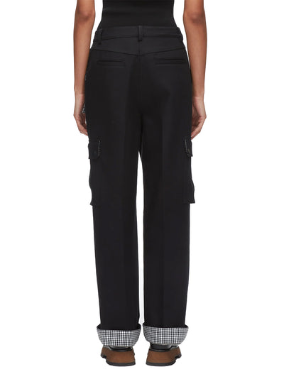 Carpenter Cargo Pants With Plaid Cuffs Black Multi