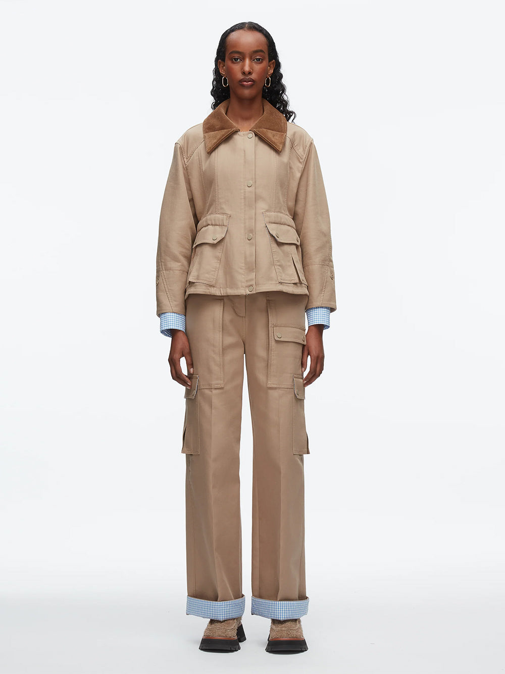 Cropped Flounce Barn Jacket Praline Multi