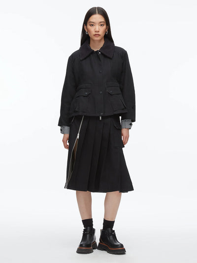 Cropped Flounce Barn Jacket Black Multi