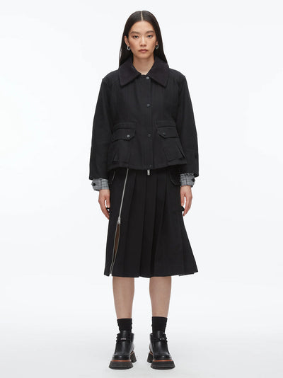 Cropped Flounce Barn Jacket Black Multi