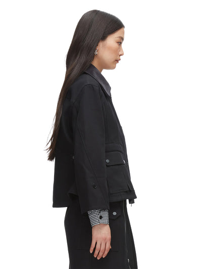 Cropped Flounce Barn Jacket Black Multi