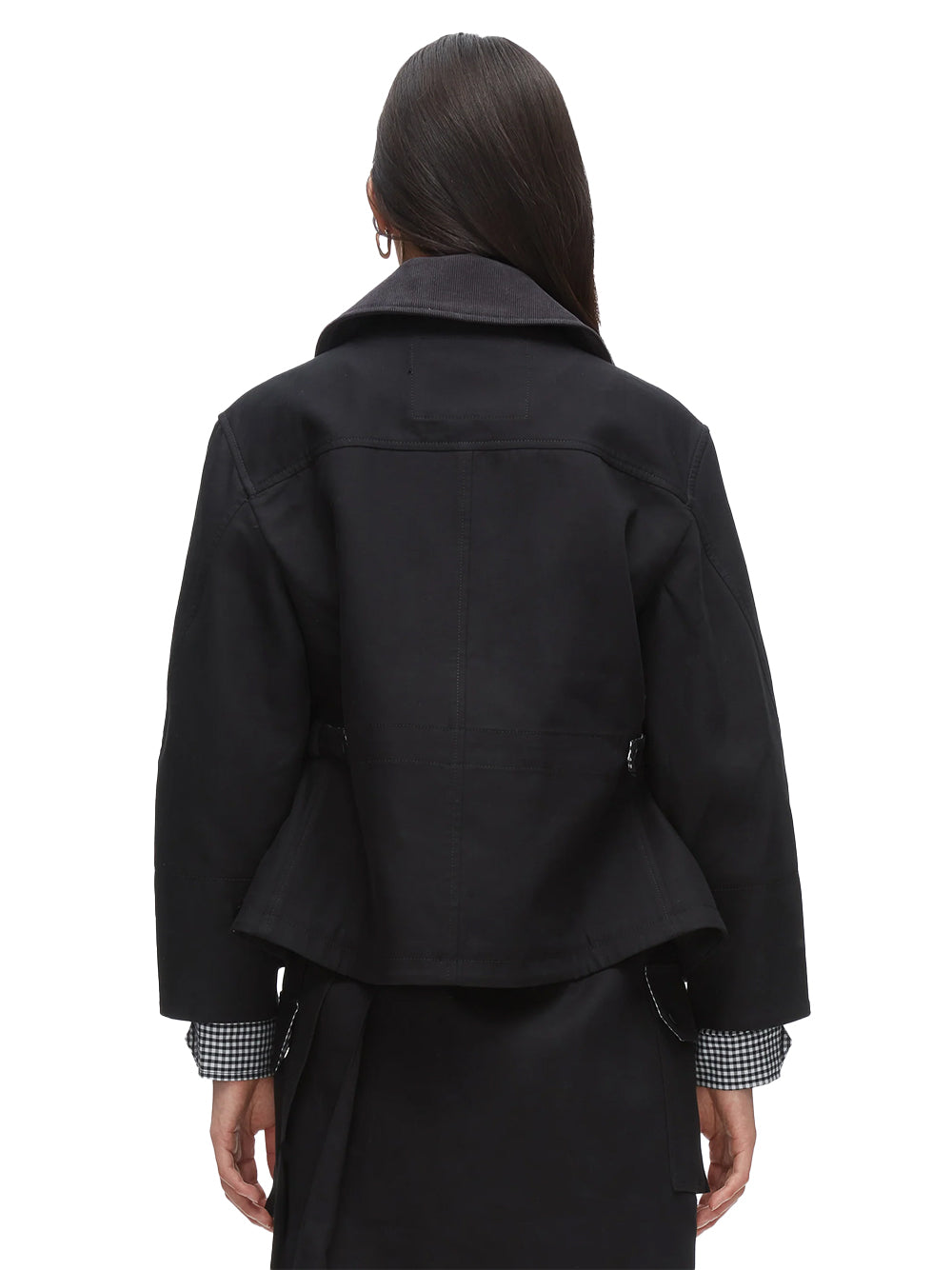 Cropped Flounce Barn Jacket Black Multi