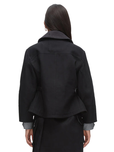 Cropped Flounce Barn Jacket Black Multi