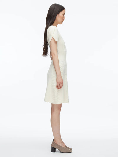 Cable Mix Tulip Dress Ivory