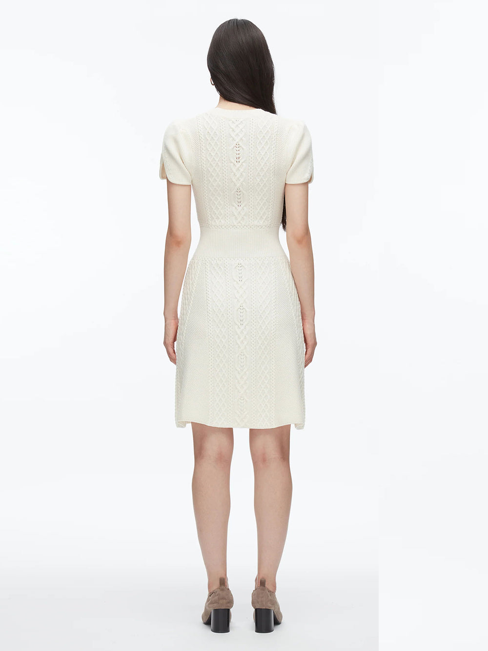 Cable Mix Tulip Dress Ivory