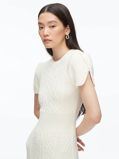 Cable Mix Tulip Dress Ivory