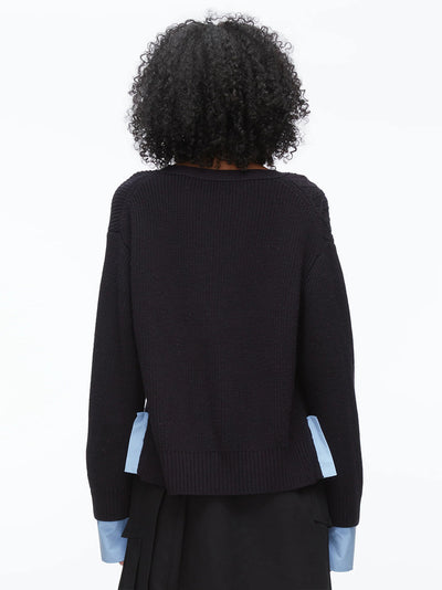 Cable Mix Boyfriend Cardigan Midnight
