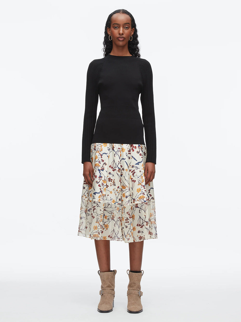 Compact Rib Mockneck Top Black