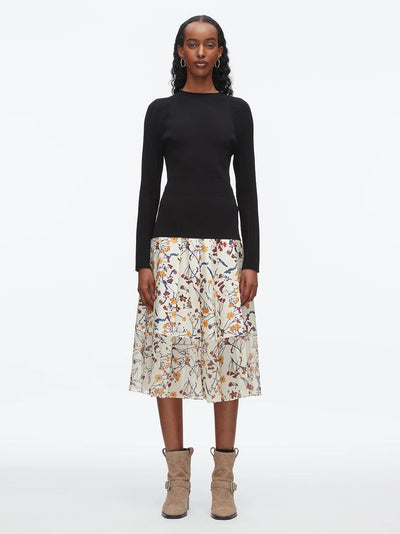 Compact Rib Mockneck Top Black
