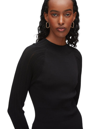 Compact Rib Mockneck Top Black