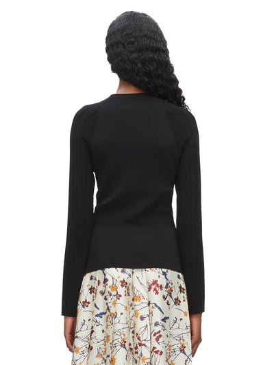 Compact Rib Mockneck Top Black