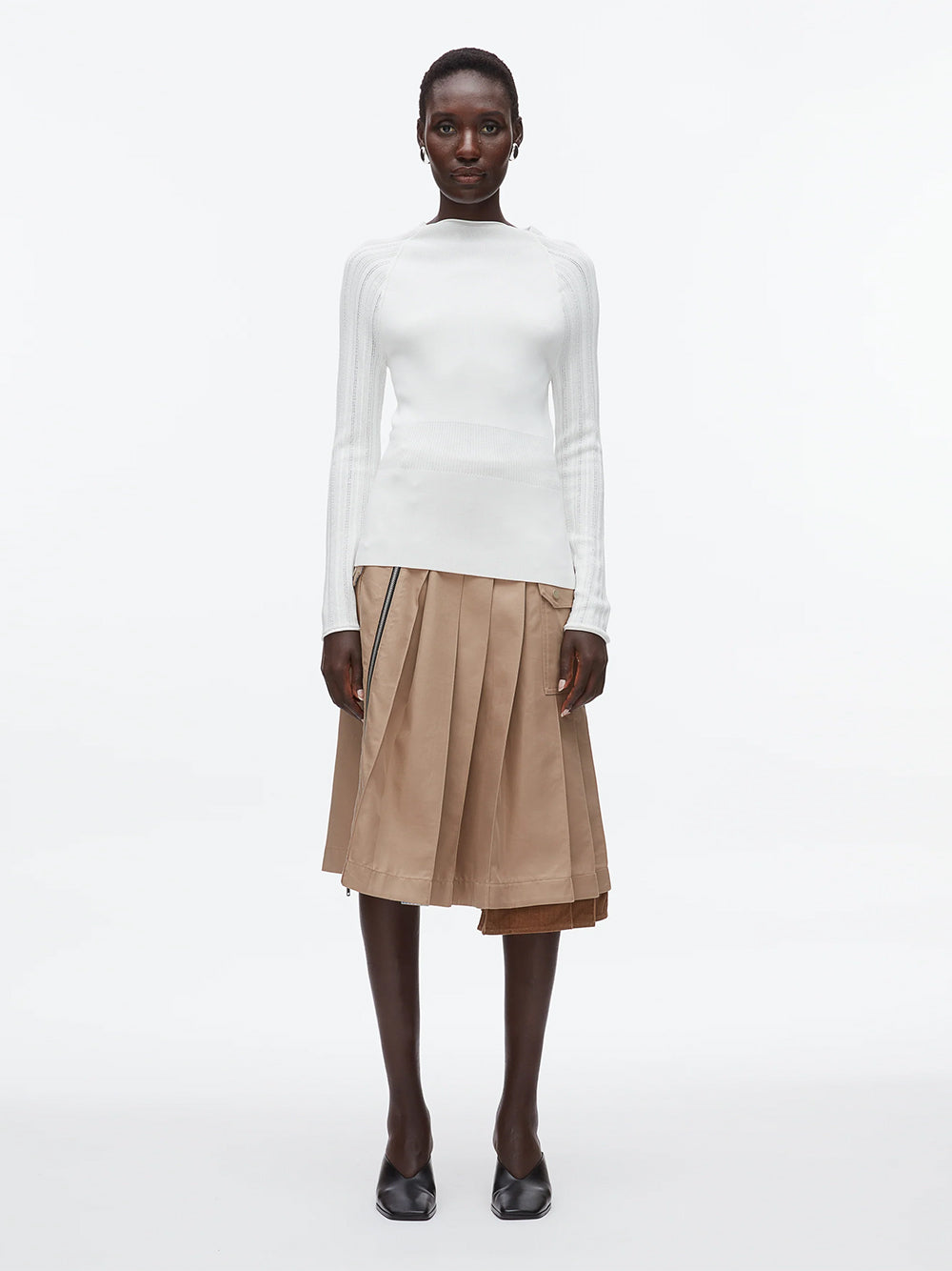 Compact Rib Mockneck Top Ivory