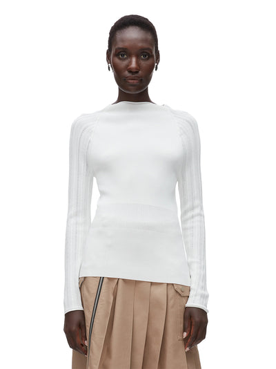 Compact Rib Mockneck Top Ivory