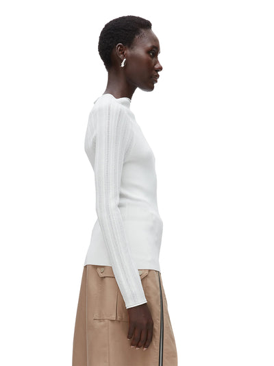 Compact Rib Mockneck Top Ivory