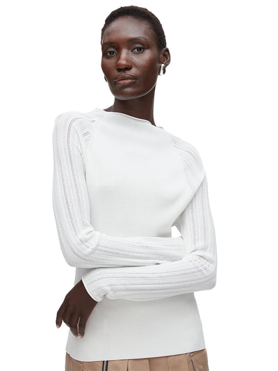 Compact Rib Mockneck Top Ivory