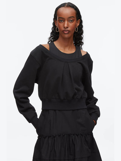 Layered Tank Combo Dress Black-Black