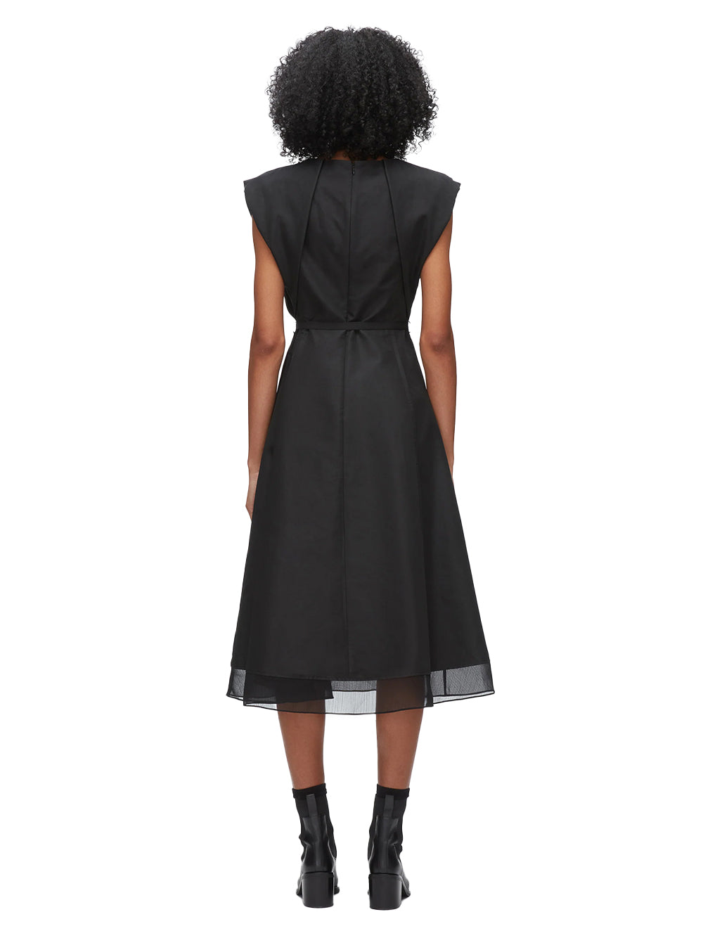 Draped Bow Dress With Belt Black