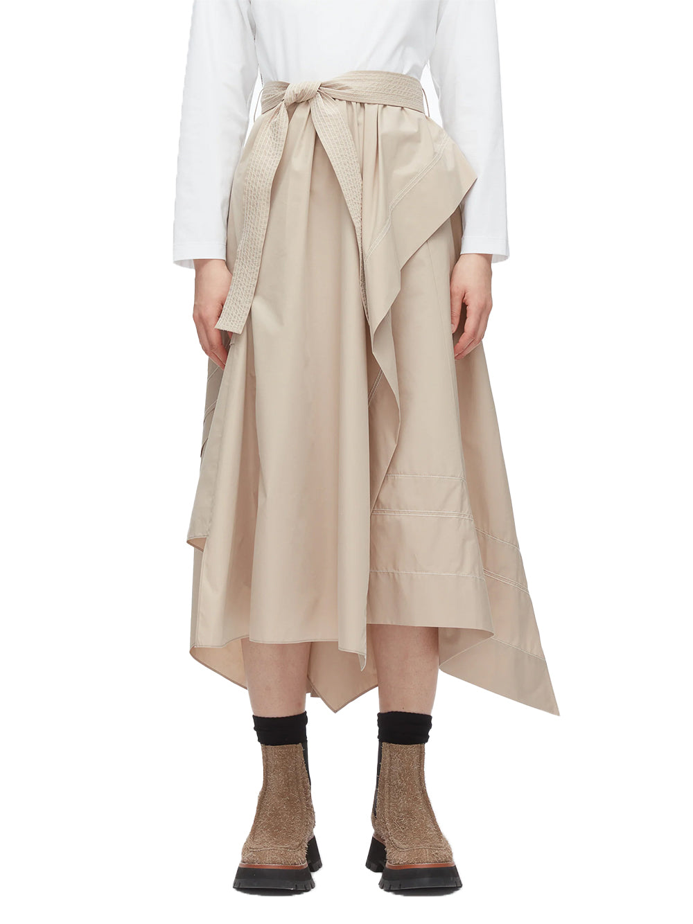 Combo T-Shirt Dress White-Khaki