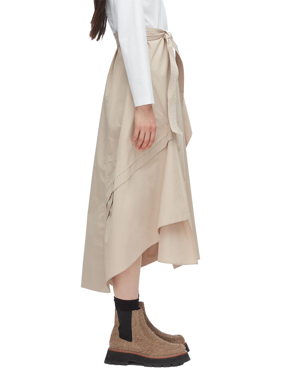 Combo T-Shirt Dress White-Khaki