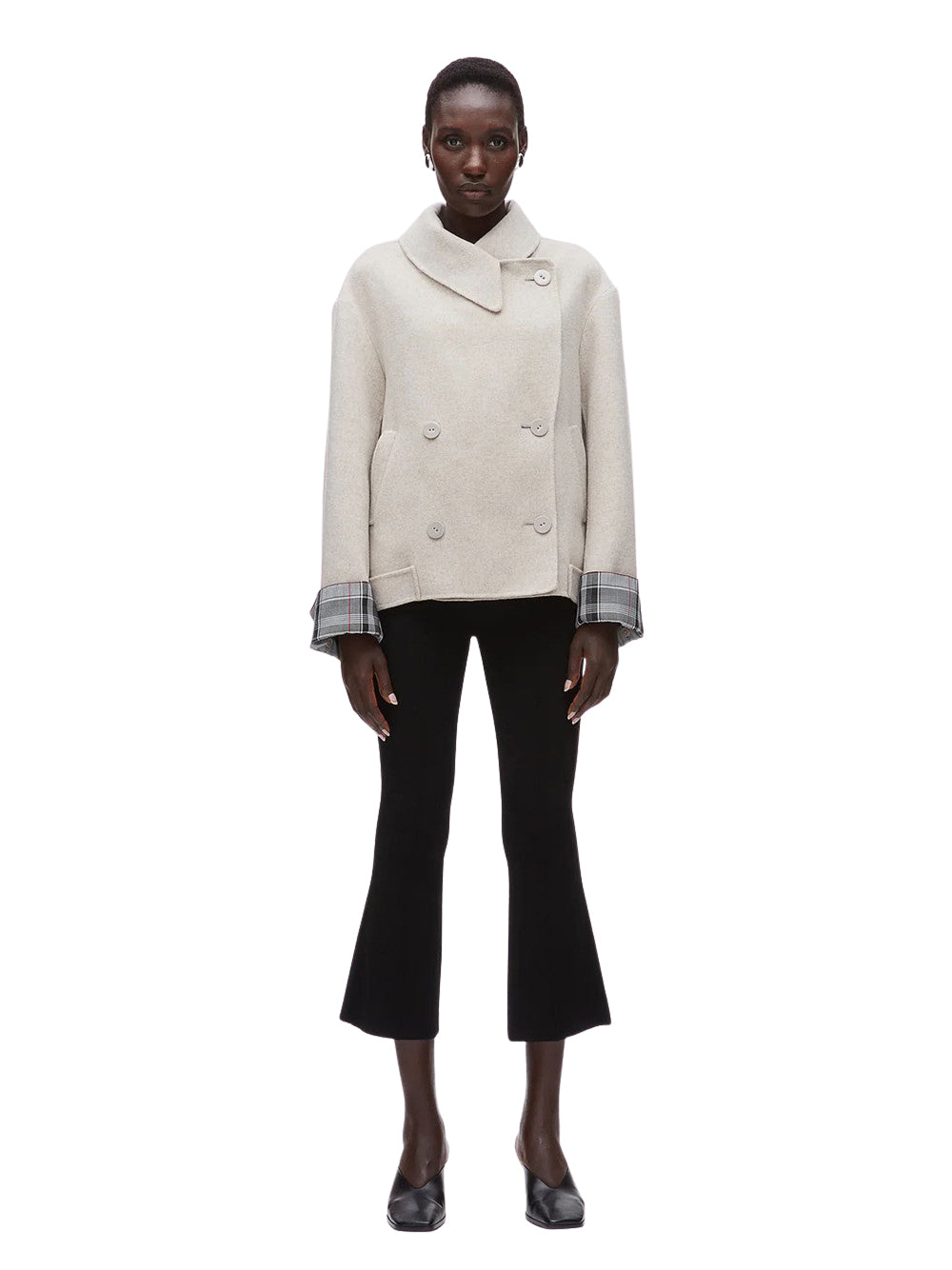 Double Face Cropped Peacoat Cloud