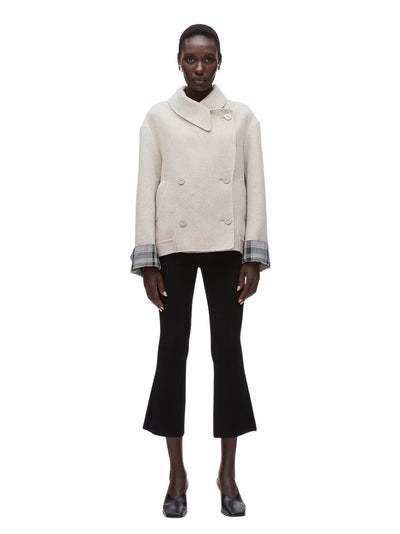 Double Face Cropped Peacoat Cloud