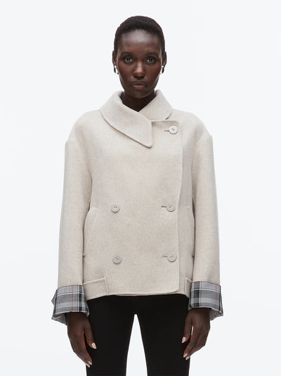 Double Face Cropped Peacoat Cloud