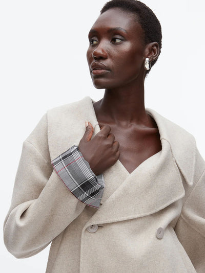 Double Face Cropped Peacoat Cloud