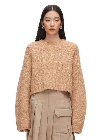 Boucle Zipper Crewneck Fawn