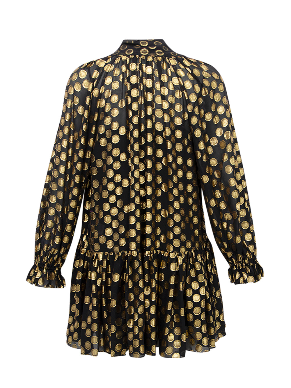 Loretta Silk Long Sleeve Mini Dress Obsidian