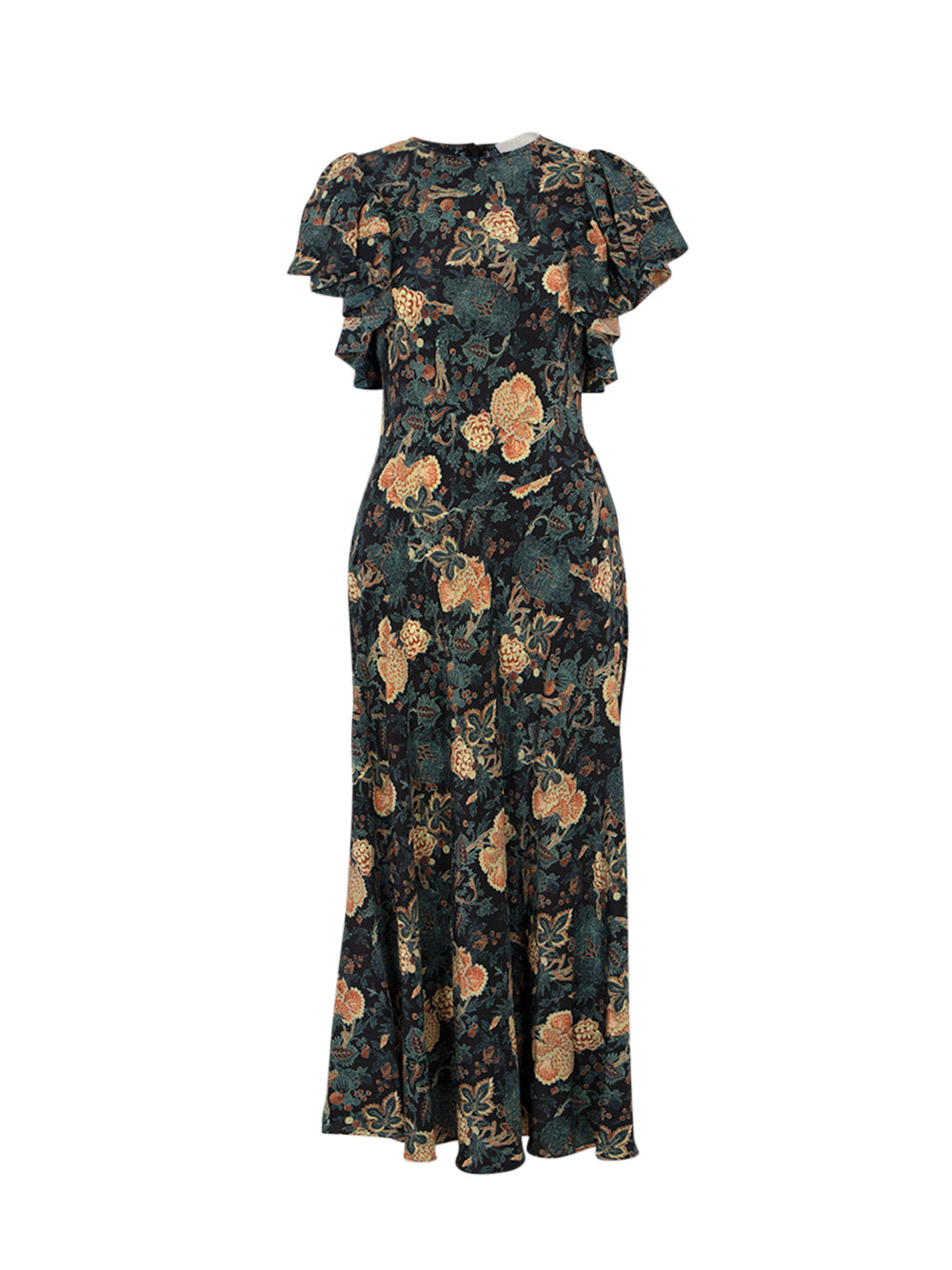 Mariam Silk Bias Cut Flutter Sleeve Dress Nuit
