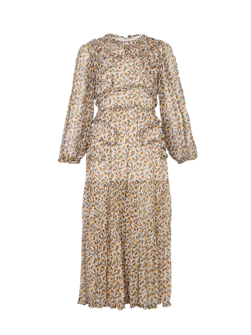 Iona Silk Long Sleeve Midi Dress Swan