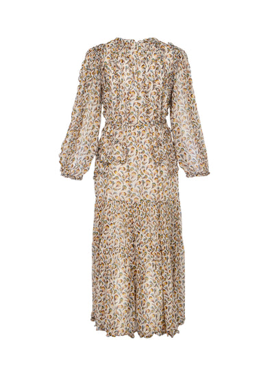 Iona Silk Long Sleeve Midi Dress Swan