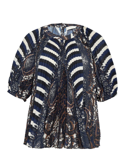Dafne Pleated Short Sleeve Eclipse