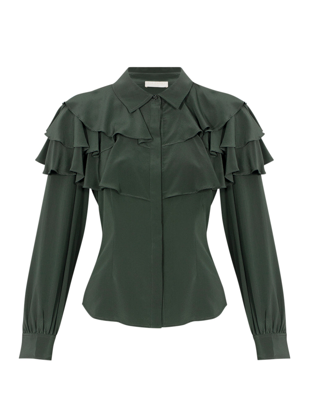 Liliana Silk Long Sleeve Blouse Cypress