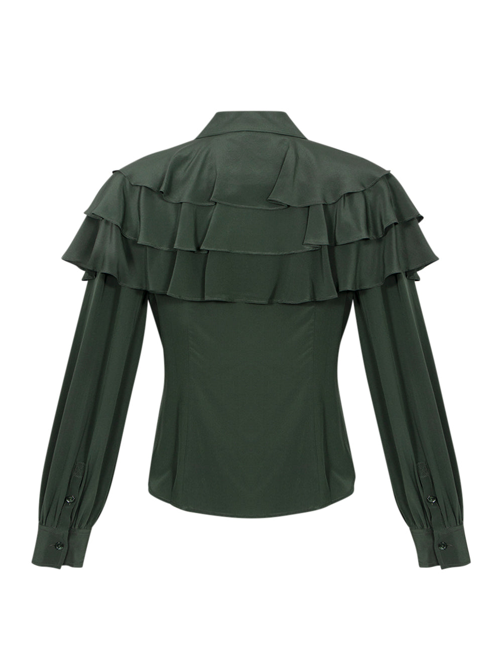 Liliana Silk Long Sleeve Blouse Cypress