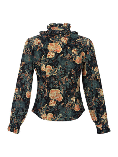 Catroux Silk Long Sleeve Button Front Blouse Nuit