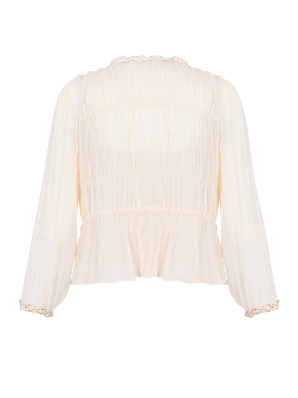 Robbie Silk Long Sleeve Front Tie Blouse Chantilly