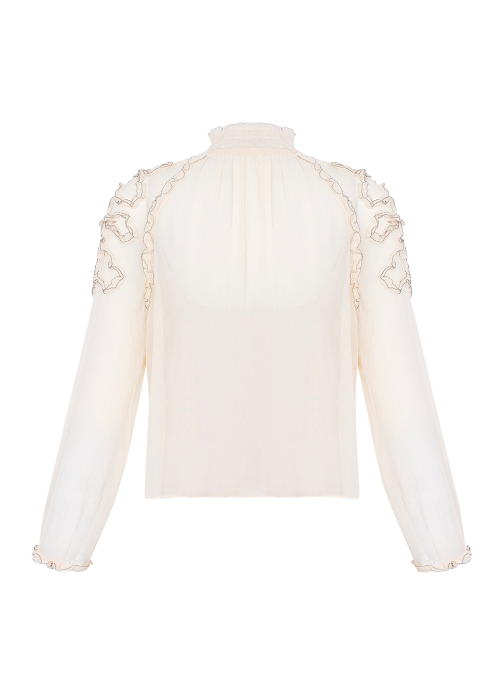 Magdalena Silk Smocked Long Sleeve Blouse Chantilly