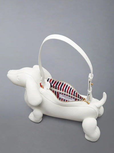 Pebble Grain Hector Baguette Bag White