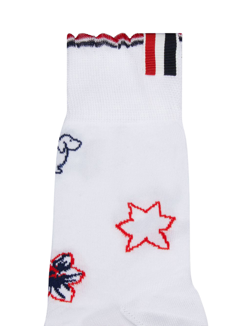 Cotton Hector Floral Scalloped Ankle Socks (White)