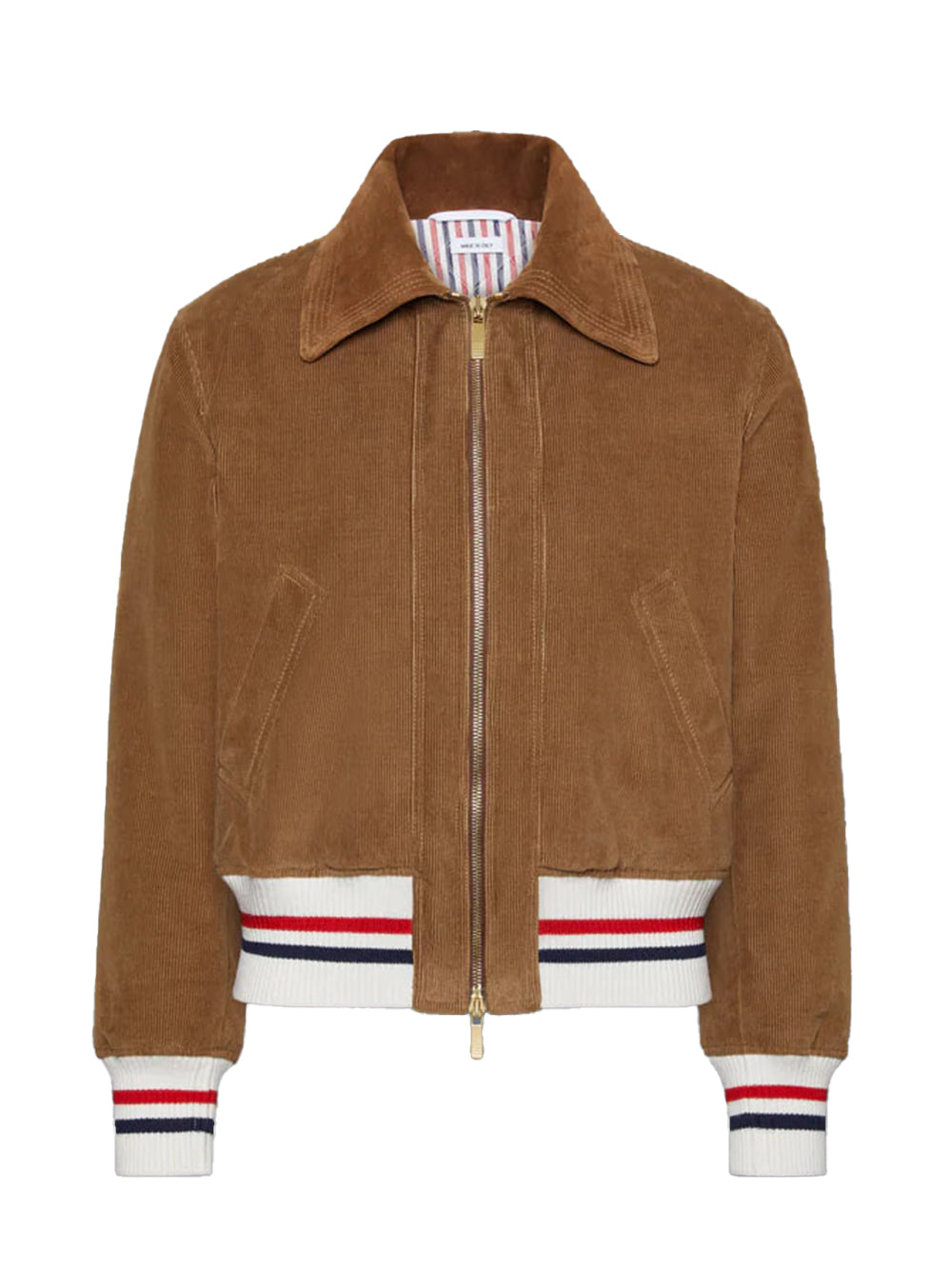 Wale Corduroy Down Filled Cropped Flight Jacket Brown