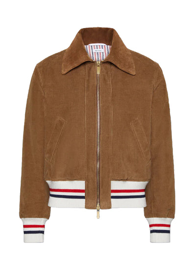 Wale Corduroy Down Filled Cropped Flight Jacket Brown