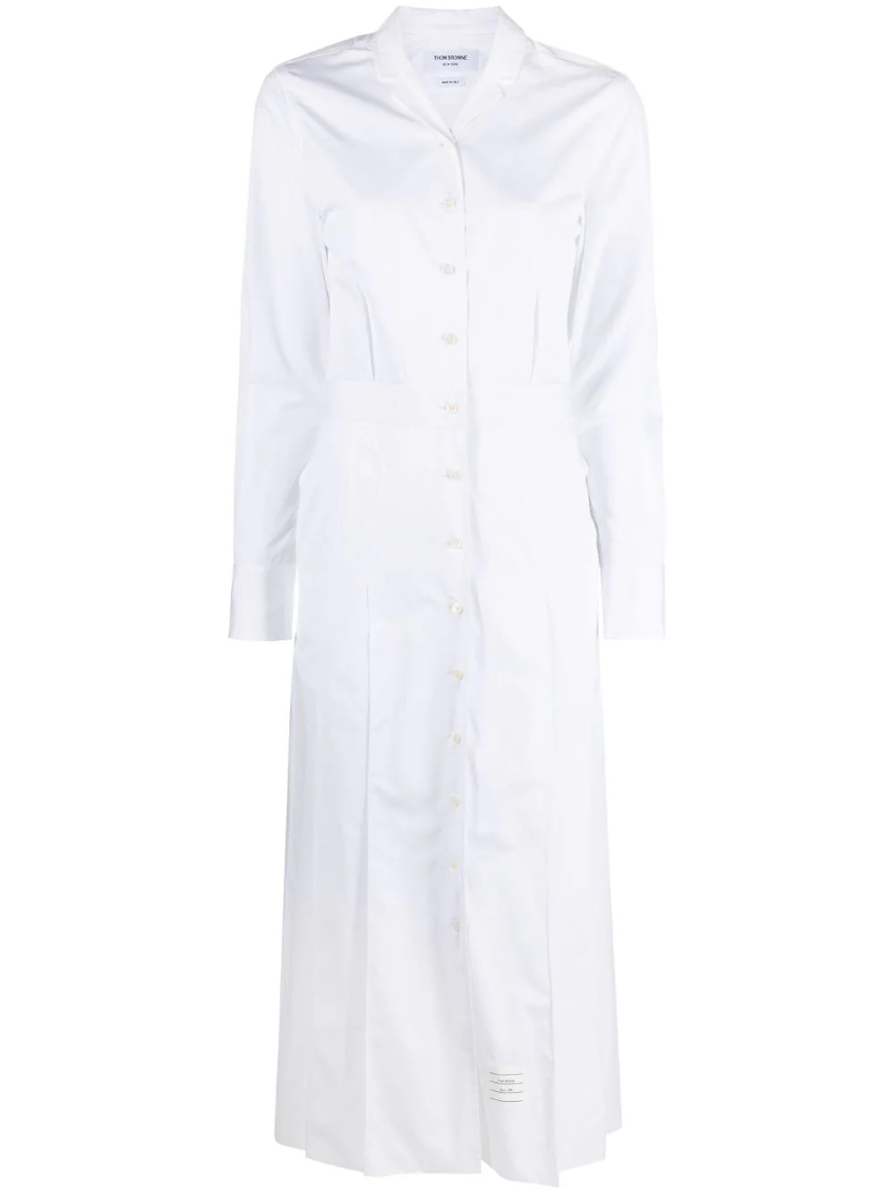 A-Line Tucked Shirtdress (Calf Length) In Solid Poplin White